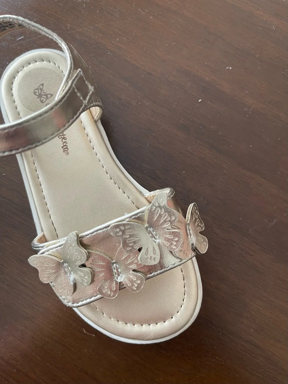 Self Esteem Girls Metallic Gold Butterfly Sandals